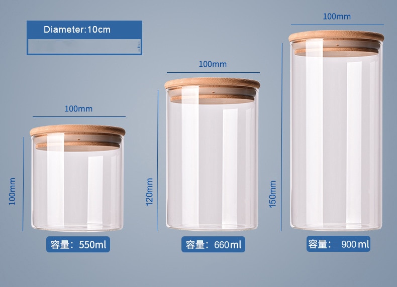 Food Glass Container with Bamboo Cover Food Glass Container with Bamboo Cover