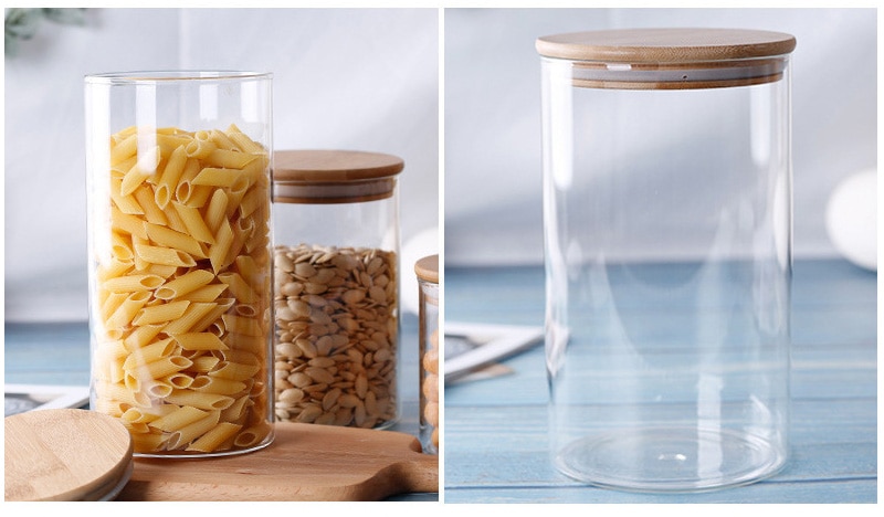Food Glass Container with Bamboo Cover Food Glass Container with Bamboo Cover