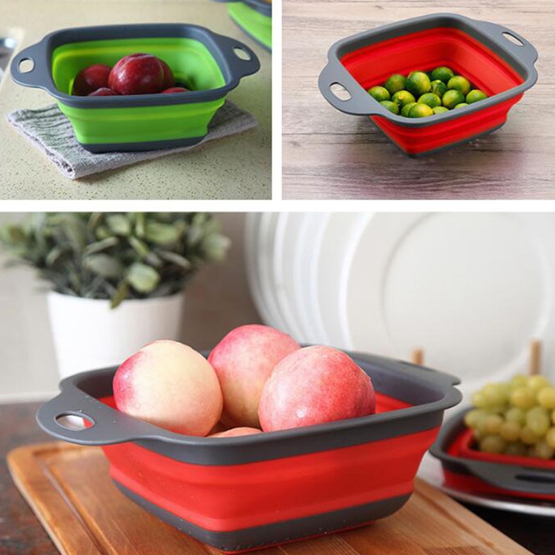 Square Foldable Washing Basket Colander Square Foldable Washing Basket Colander