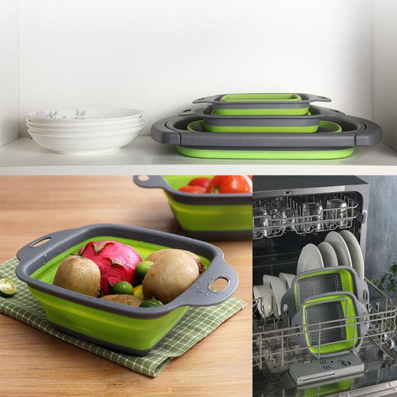 Square Foldable Washing Basket Colander Square Foldable Washing Basket Colander