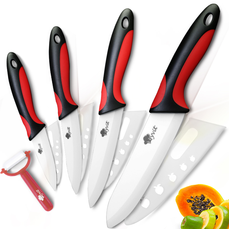 Colorful Ceramic Kitchen Knives and Peeler Set